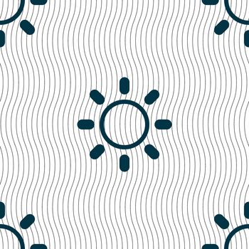 Brightness icon sign. Seamless pattern with geometric texture. illustration