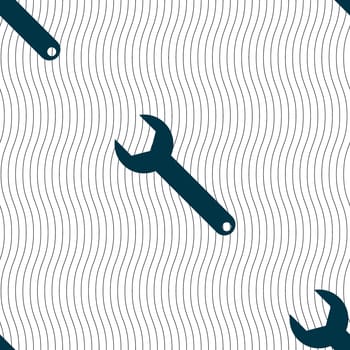 Wrench key sign icon. Service tool symbol. Seamless pattern with geometric texture. illustration