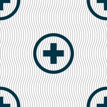 Plus, Positive, zoom icon sign. Seamless pattern with geometric texture. illustration