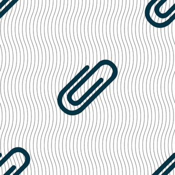 Paper clip sign icon. Clip symbol. Seamless pattern with geometric texture. illustration