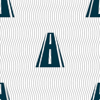 Road icon sign. Seamless pattern with geometric texture. illustration