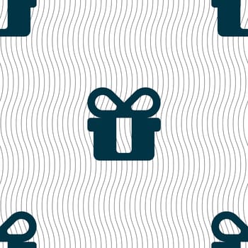 gift icon sign. Seamless pattern with geometric texture. illustration