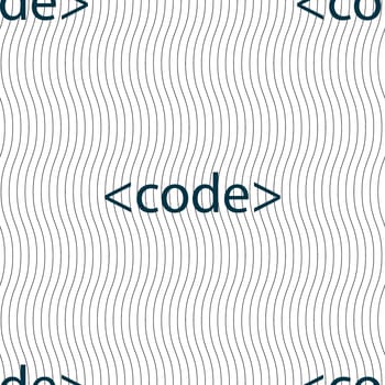 Code sign icon. Programming language symbol. Seamless pattern with geometric texture. illustration