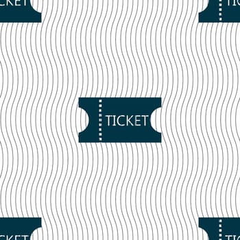 ticket icon sign. Seamless pattern with geometric texture. illustration