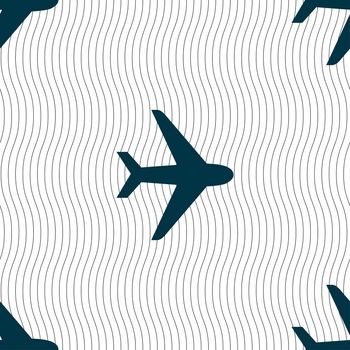 Plane icon sign. Seamless pattern with geometric texture. illustration