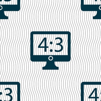 Aspect ratio 4 3 widescreen tv icon sign. Seamless pattern with geometric texture. illustration