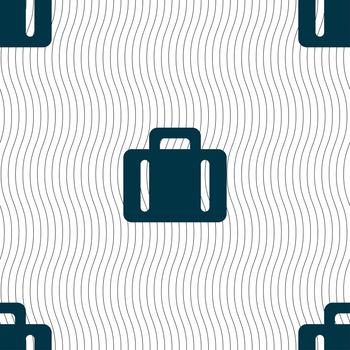 suitcase icon sign. Seamless pattern with geometric texture. illustration