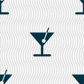 cocktail icon sign. Seamless pattern with geometric texture. illustration