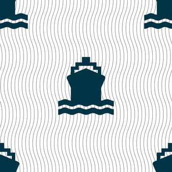 ship icon sign. Seamless pattern with geometric texture. illustration