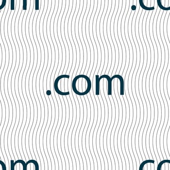 Domain COM sign icon. Top-level internet domain symbol. Seamless pattern with geometric texture. illustration
