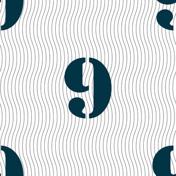 number Nine icon sign. Seamless pattern with geometric texture. illustration