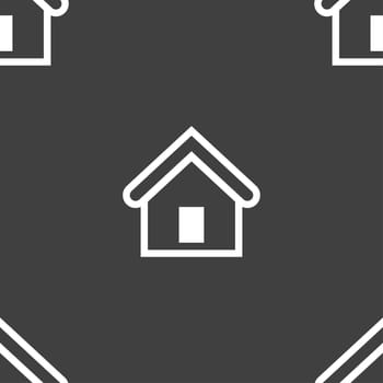 House icon sign. Seamless pattern on a gray background. illustration