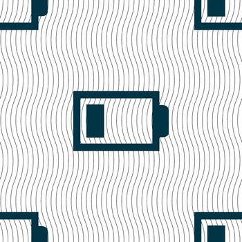 Battery low level sign icon. Electricity symbol. Seamless pattern with geometric texture. illustration