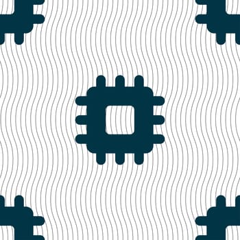 Central Processing Unit icon sign. Seamless pattern with geometric texture. illustration