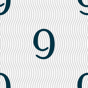 number Nine icon sign. Seamless pattern with geometric texture. illustration