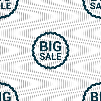 Big sale icon sign. Seamless pattern with geometric texture. illustration