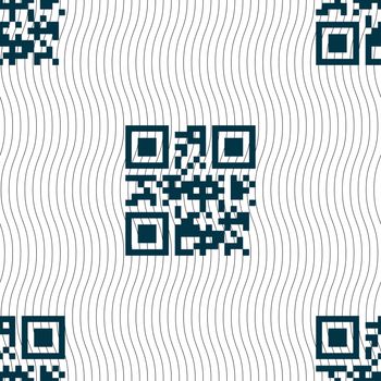 Qr code icon sign. Seamless pattern with geometric texture. illustration