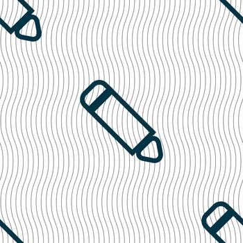 Pen icon sign. Seamless pattern with geometric texture. illustration