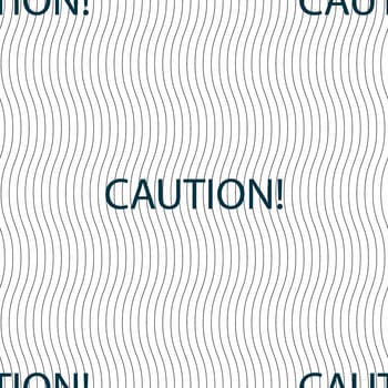 Attention caution sign icon. Exclamation mark. Hazard warning symbol. Seamless pattern with geometric texture. illustration