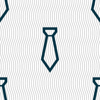 Tie icon sign. Seamless pattern with geometric texture. illustration