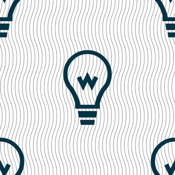 Light bulb icon sign. Seamless pattern with geometric texture. illustration