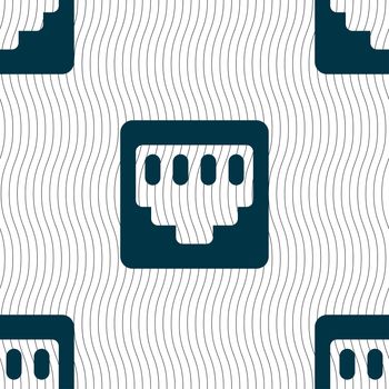 cable rj45, Patch Cord icon sign. Seamless pattern with geometric texture. illustration