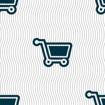 shopping cart icon sign. Seamless pattern with geometric texture. illustration