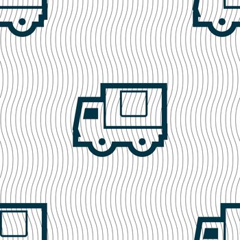 Delivery truck icon sign. Seamless pattern with geometric texture. illustration