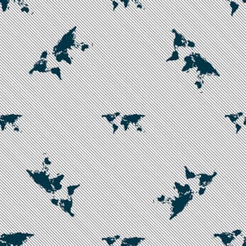 Globe sign icon. World map geography symbol. Seamless pattern with geometric texture. illustration