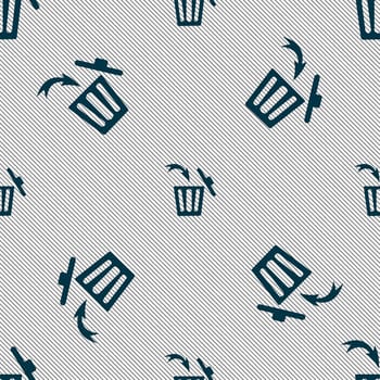 Recycle bin sign icon. Seamless pattern with geometric texture. illustration