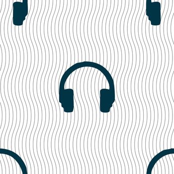 headsets icon sign. Seamless pattern with geometric texture. illustration