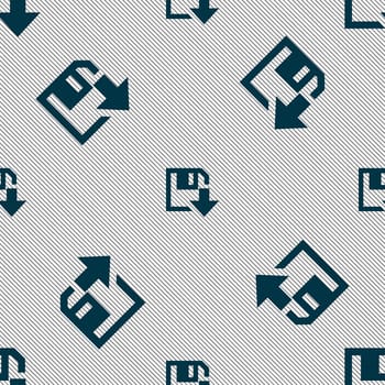 floppy icon. Flat modern design. Seamless pattern with geometric texture. illustration