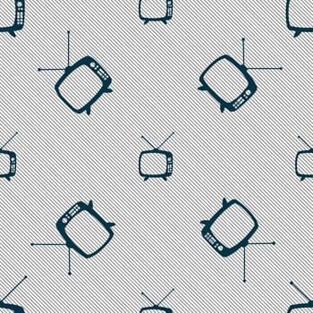 Retro TV mode sign icon. Television set symbol. Seamless pattern with geometric texture. illustration