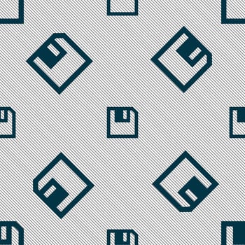 floppy icon. Flat modern design. Seamless pattern with geometric texture. illustration