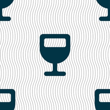 Wine glass, Alcohol drink icon sign. Seamless pattern with geometric texture. illustration