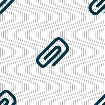 clip to paper icon sign. Seamless pattern with geometric texture. illustration