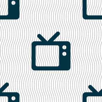 Retro TV icon sign. Seamless pattern with geometric texture. illustration
