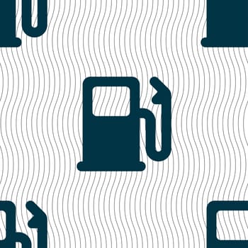 Petrol or Gas station, Car fuel icon sign. Seamless pattern with geometric texture. illustration