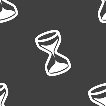 hourglass icon sign. Seamless pattern on a gray background. illustration