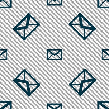 Mail icon. Envelope symbol. Message sign. navigation button. Seamless pattern with geometric texture. illustration