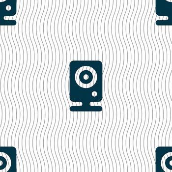 Web cam icon sign. Seamless pattern with geometric texture. illustration