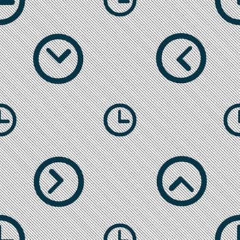 Clock sign icon. Mechanical clock symbol. Seamless pattern with geometric texture. illustration