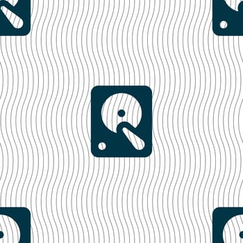 hard disk icon sign. Seamless pattern with geometric texture. illustration