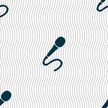 microphone icon sign. Seamless pattern with geometric texture. illustration