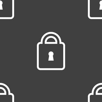 Lock icon sign. Seamless pattern on a gray background. illustration