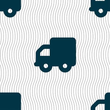 Delivery truck icon sign. Seamless pattern with geometric texture. illustration