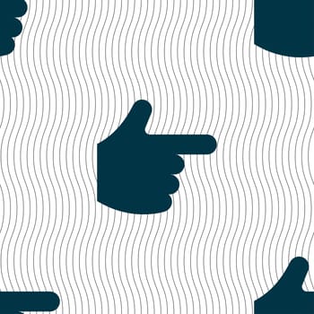 pointing hand icon sign. Seamless pattern with geometric texture. illustration