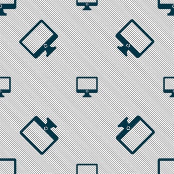 Computer widescreen monitor sign icon. Seamless pattern with geometric texture. illustration