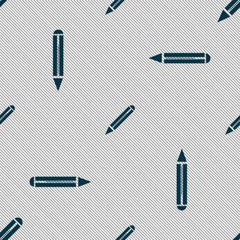 Pencil sign icon. Edit content button. Seamless pattern with geometric texture. illustration