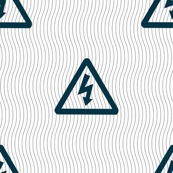 voltage icon sign. Seamless pattern with geometric texture. illustration